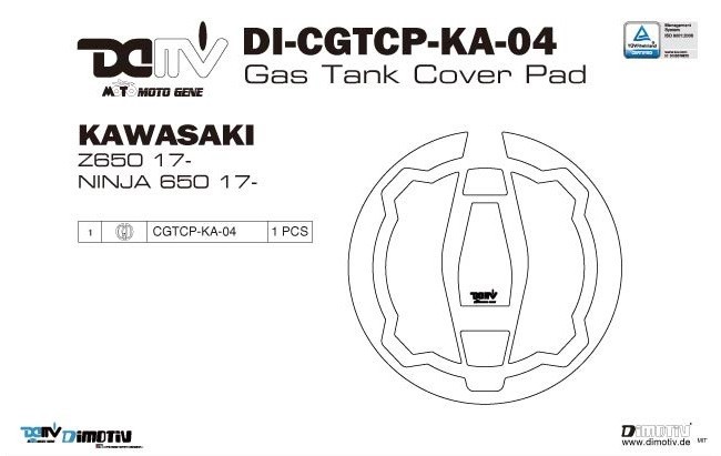 【メール便送料無料・代引不可】 DIMOTIV di-cgtcp-ka-04-d タンクキャップパッド グリーン色 Z650, Ninja650, Z400, Ninja400, Z900, Z H2_画像4