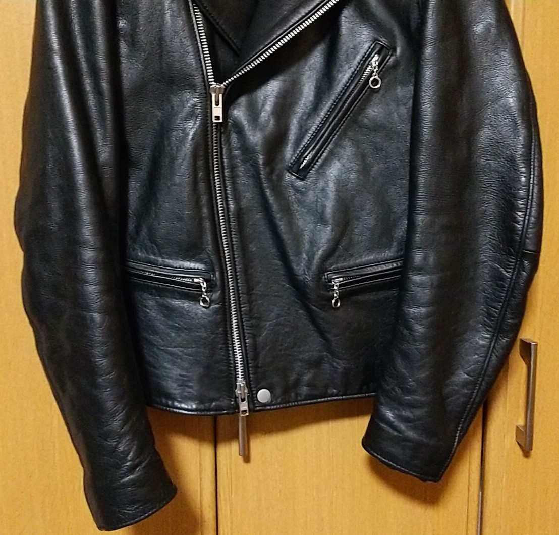 UNITED ARROWS GREEN LABEL RELAXING ダブルライダースジャケット L 36 38 黒 ブラック ルイスレザーズ lewis leathers サイクロン 666_画像3