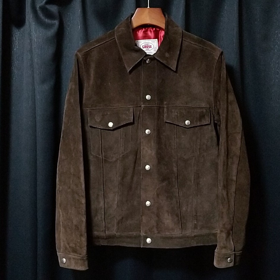 JAMES GROSE ジェームスグロース レザージャケット スウェード ライダース ブラウン 38 英国製 lewis leathers Addict Clothes RIVETTS