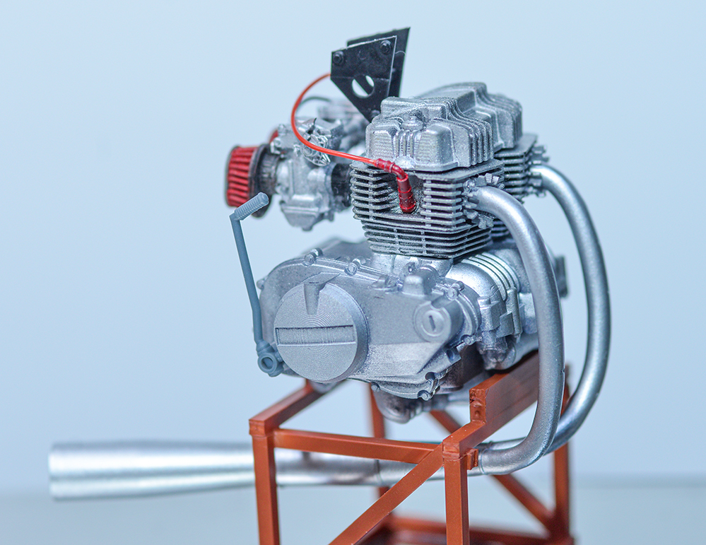 1/12　CB400T　ホーク用　エンジンセット　3Dプリンタ出力未塗装キット　キャブレター　マフラー　ディティールアップ_画像5