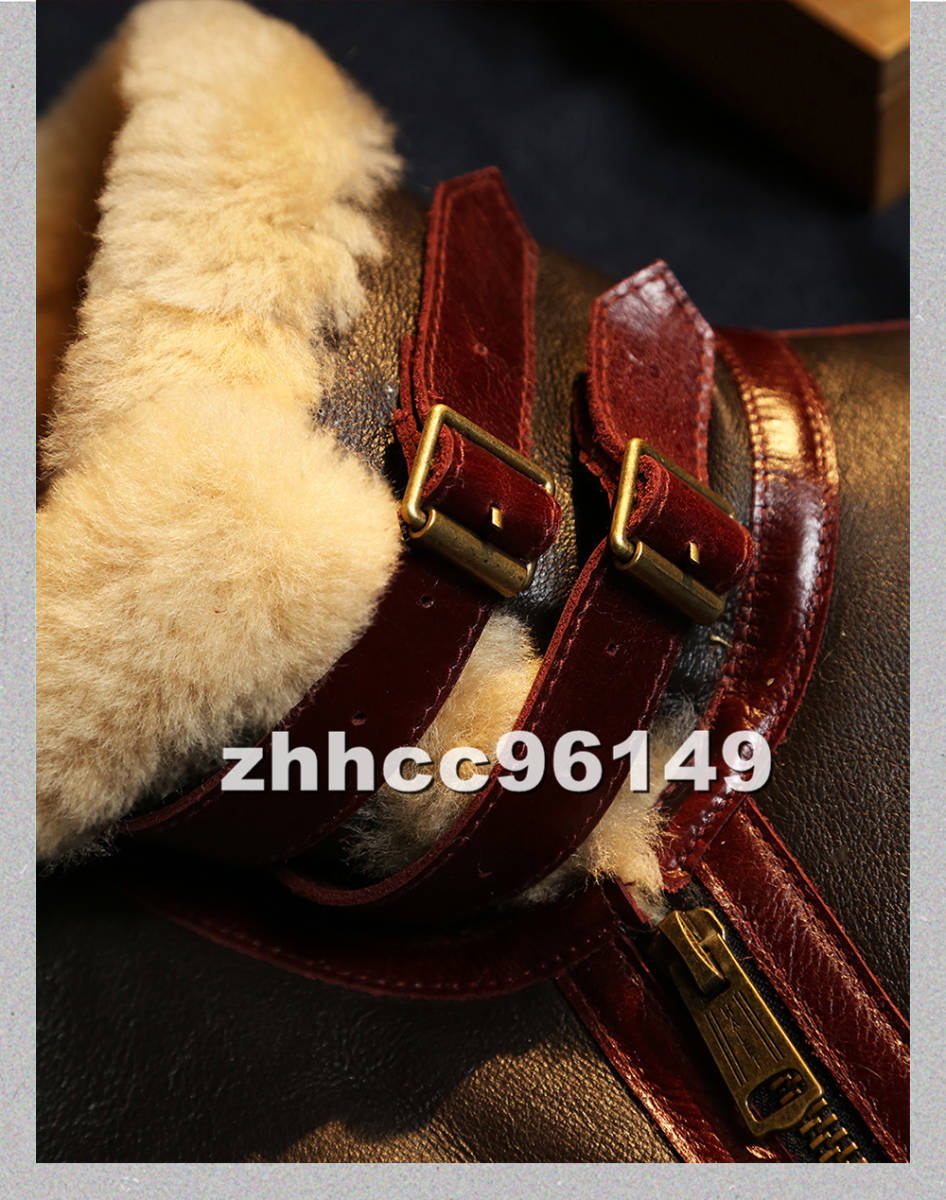 ■美品■メンズ 革ジャン TYPE B-3 最上級 羊革 フライトジャケット レザージャケット 本革 ウール 毛皮 超防寒 ライダース S~3XL_画像5