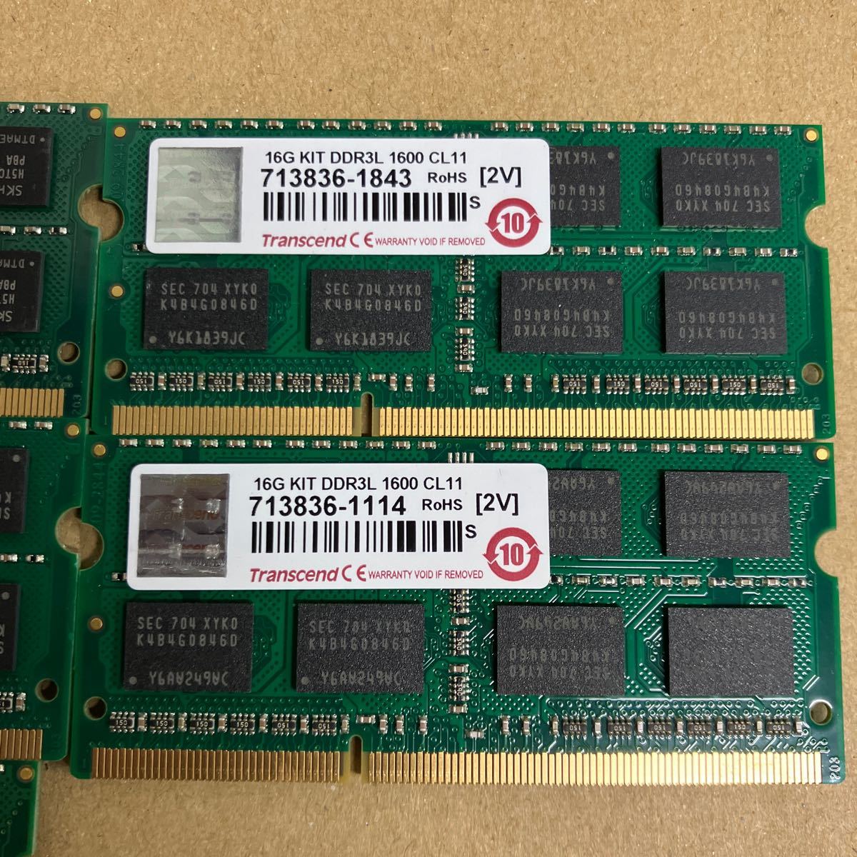 C151 Transcend ノートPCメモリ　8GB DDR3L 1600 5枚_画像3
