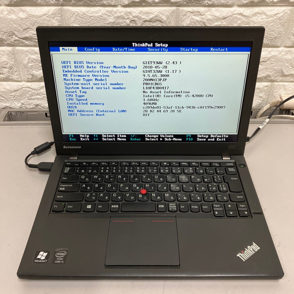 D106 Lenovo ThinkPad X240 Core i5 4200U メモリ4GB_画像8