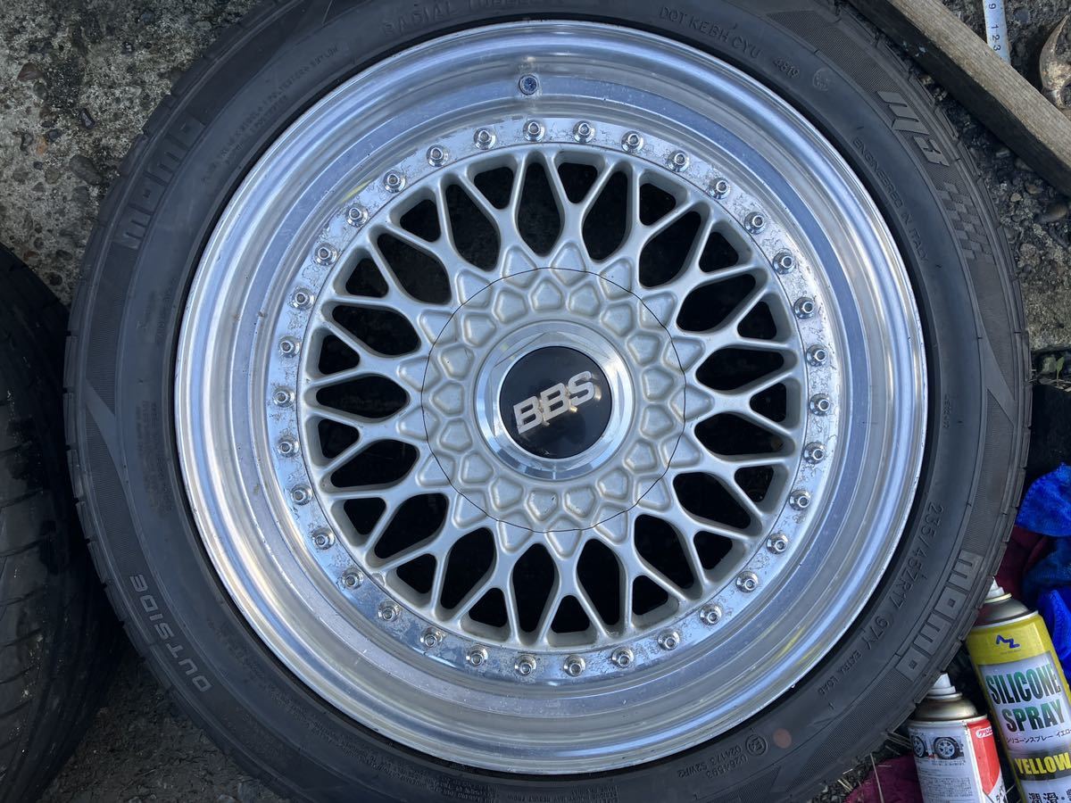 希少/バリ山 BBS RS320/RS321 17インチ 8J/9J PCD114.3 5穴 +43/+40 ハブ60 momo 235/45ZR17 19年製 4本_画像5