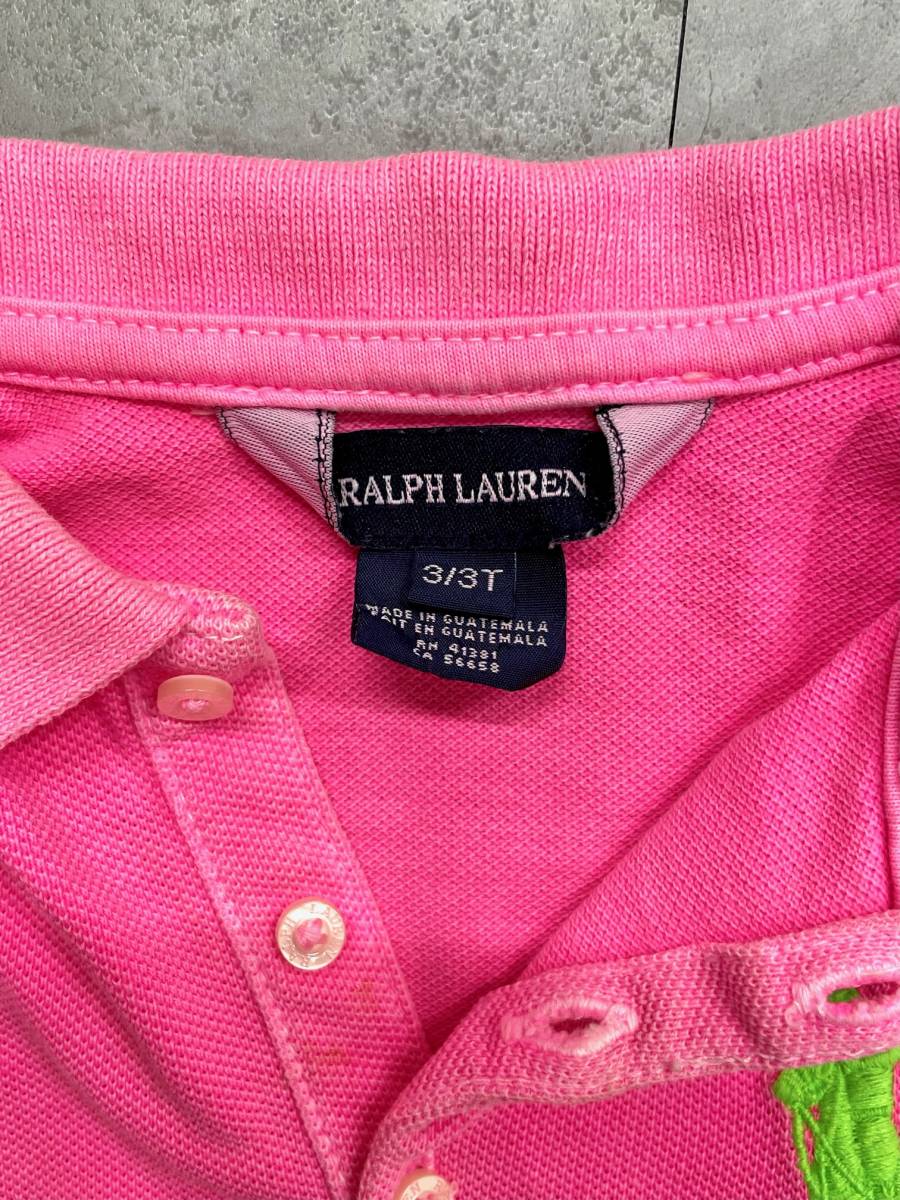 FS1632 RALPH LAUREN ラルフローレン ポロシャツ 3/3T 100サイズ RN41381 CA56658 ピンク系 子供服 キッズ ベビー 現状品_画像4