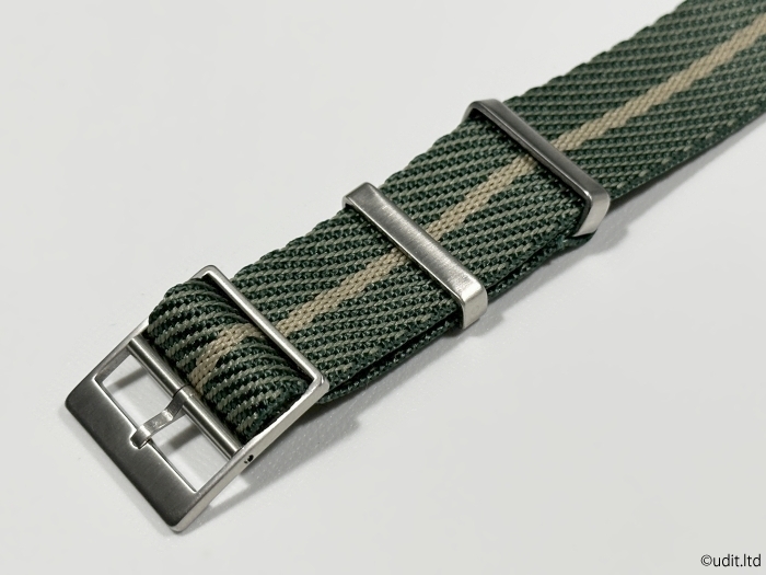 22mm 高品質 スクエア ストラップ 腕時計ベルト ファブリック NATO グリーン・ベージュ 腕時計用バンド_カラー：グリーン×ベージュ