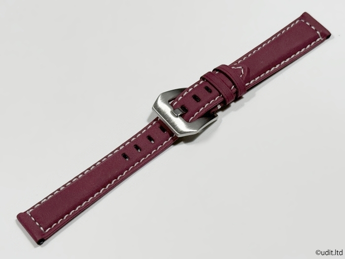 ラグ幅：18mm レザーベルト 腕時計ベルト アースカラー パープル系 ハンドメイド レザーバンド ヘキサゴン尾錠付き LB106 _組み合わせのイメージ写真です。