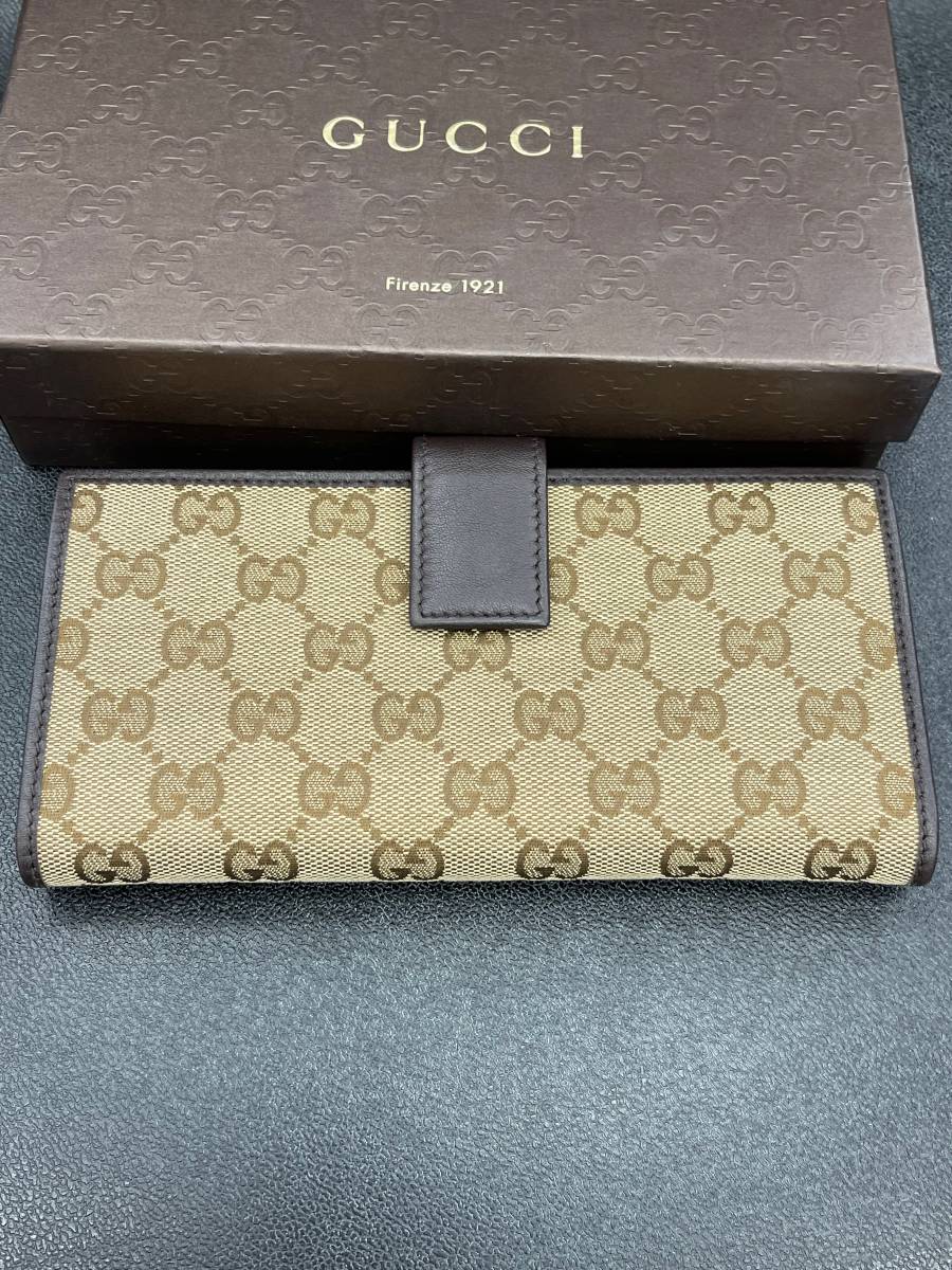 美品 グッチ GUCCI GGキャンバス フラップ 長財布 257012 箱付_画像2