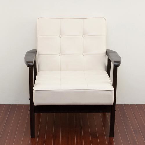 ソファー １人掛け チェア 肘掛け シングルソファー レトロ モダン 椅子 PVC張り リビングチェア パーソナル アームチェア ブラック 白_画像6
