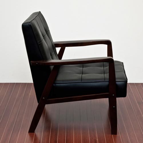 ソファー １人掛け チェア 肘掛け シングルソファー レトロ モダン 椅子 PVC張り リビングチェア パーソナル アームチェア ブラック 白_画像7