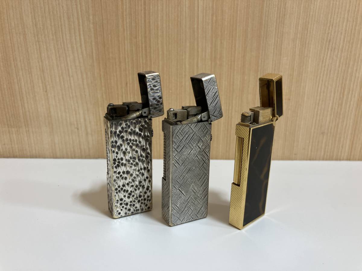 ☆　3本まとめ売り　dunhill ダンヒル ローラー ガスライター 喫煙具 ゴールド　シルバーカラー　火花OK　管GARR_画像3