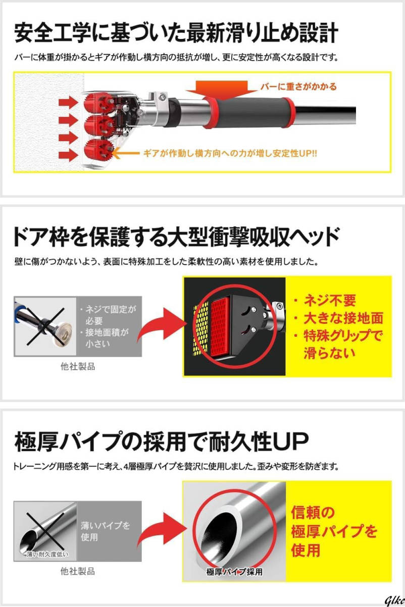 ぶら下がり健康器 懸垂マシン 懸垂バー 30秒簡単設置 最大耐荷重200kg 懸垂棒 ドアジム チンニングバー_画像7