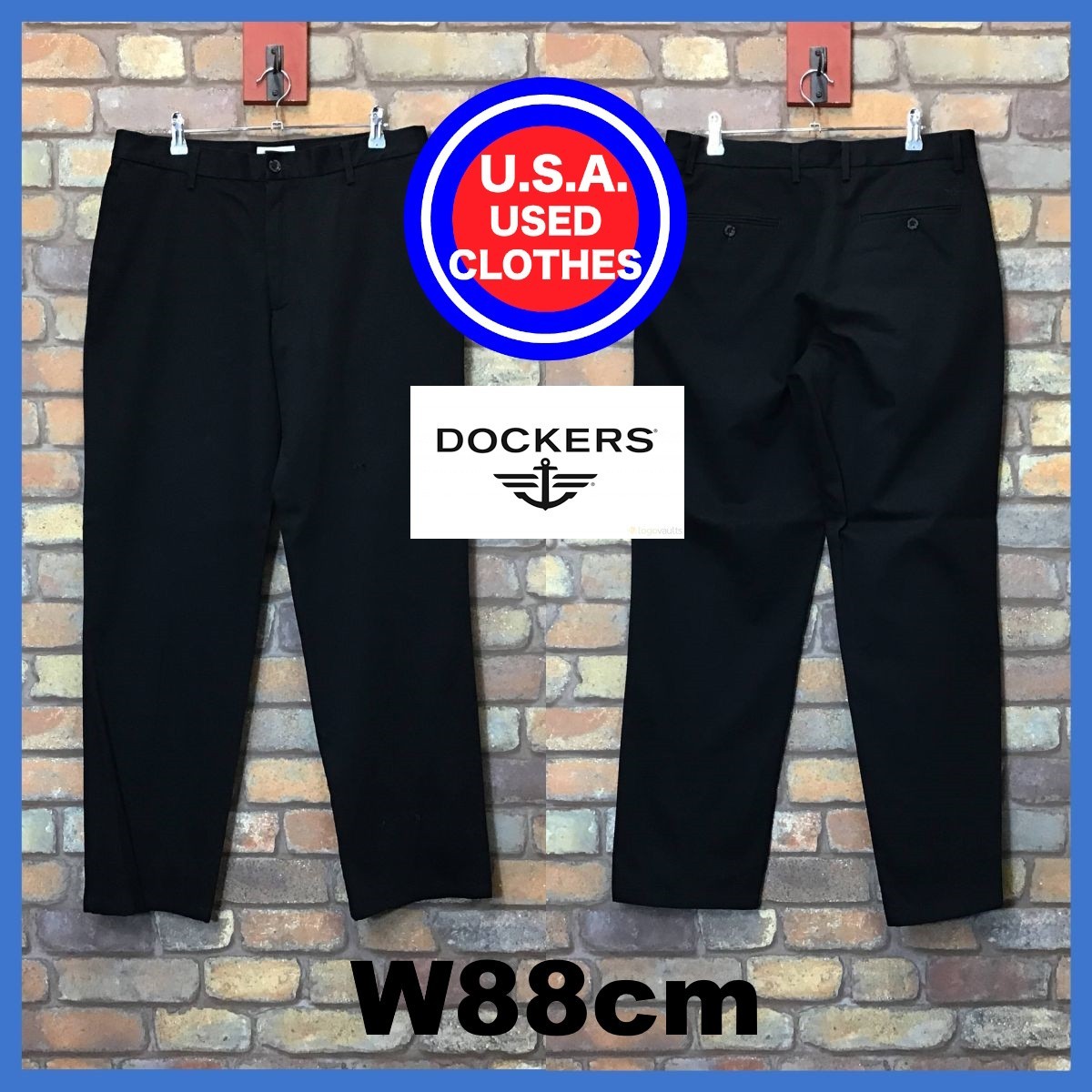 BP2-406★W88センチ位★超格安 訳あり★【DOCKERS ドッカーズ】クラシックフィット トラウザーズ【W34×L32 メンズ L】ブラック USA古着_画像1