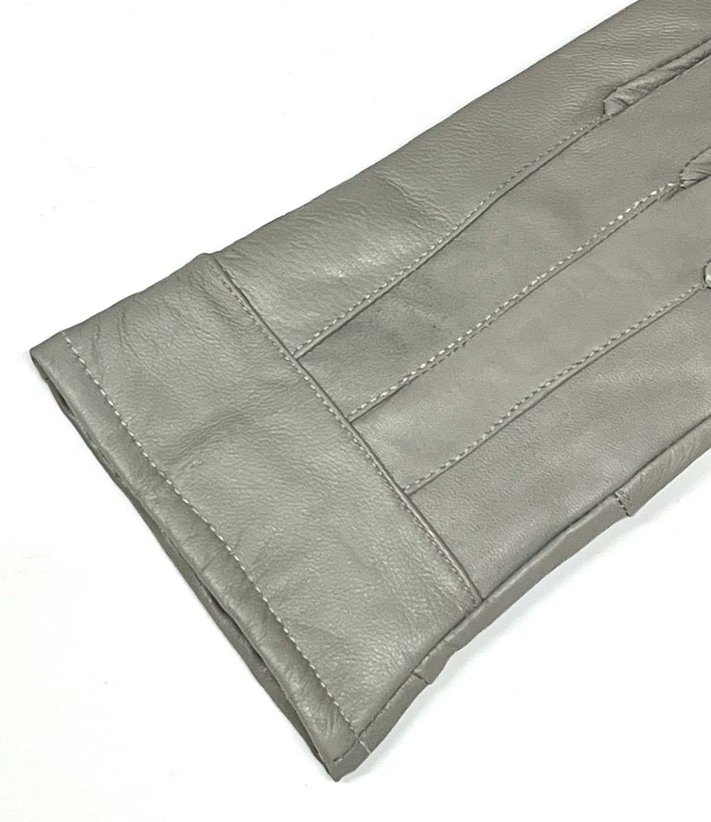  new goods * lady's leather gloves * ram leather glove reverse side nappy warm! original leather gray 