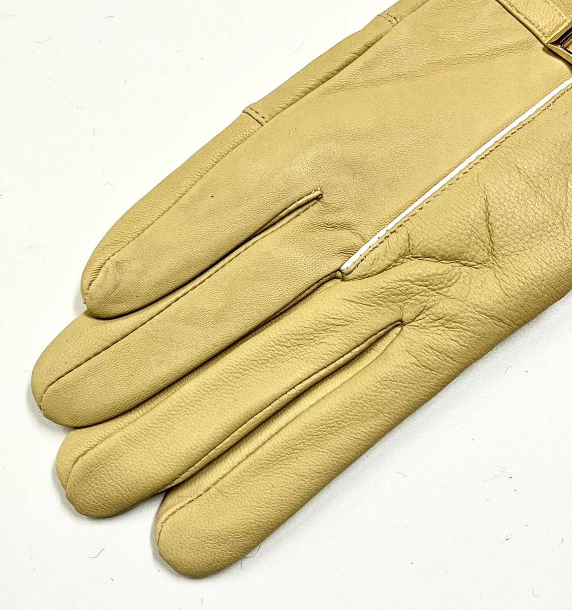  outlet new goods lady's leather gloves * ram leather glove reverse side nappy gloves original leather beige 