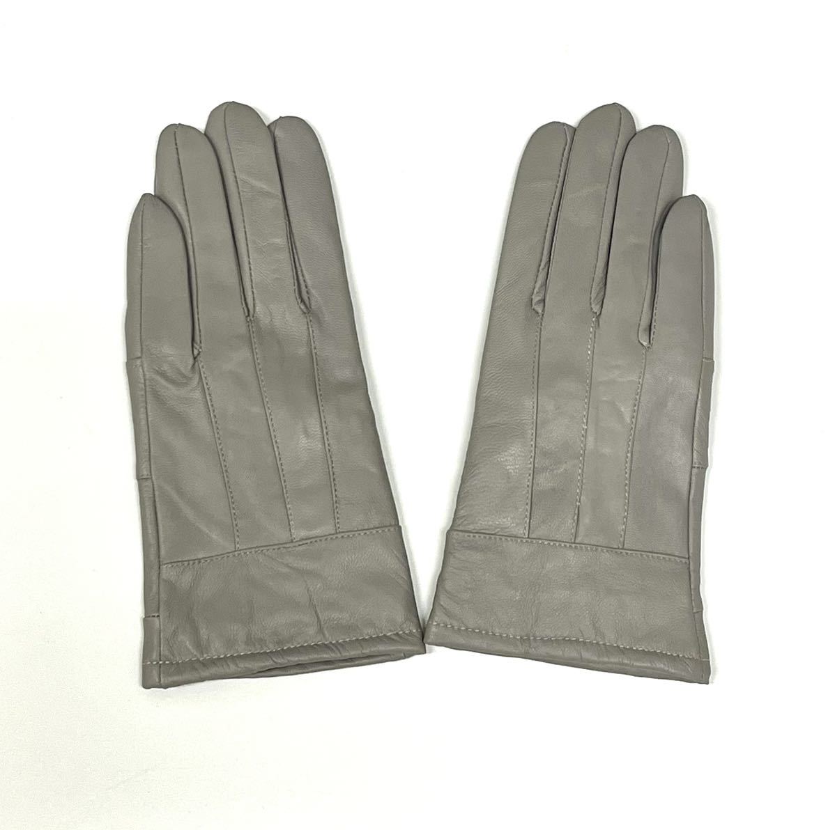  new goods * lady's leather gloves * ram leather glove reverse side nappy warm! original leather gray 