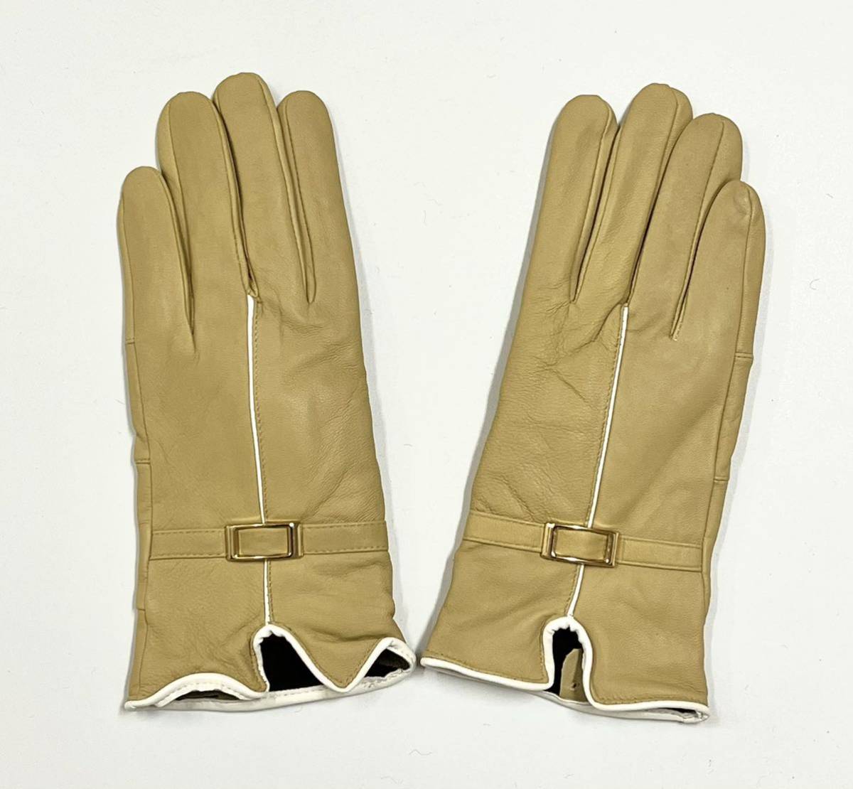  outlet new goods lady's leather gloves * ram leather glove reverse side nappy gloves original leather beige 