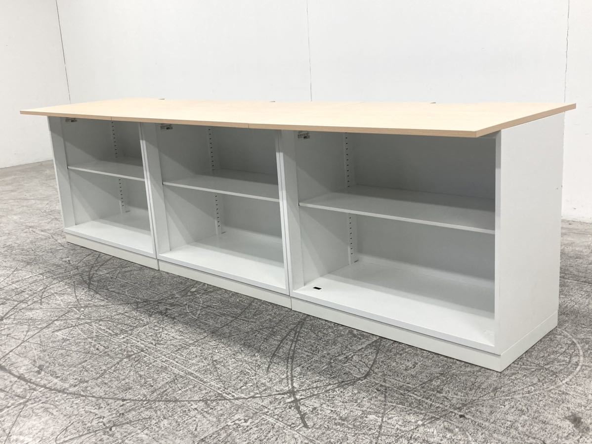 ☆2☆ コクヨエディアオープン書庫3台セット天板付き2段収納ロー ☆2☆ コクヨエディアオープン書庫3台セット天板付き2段収納ロー