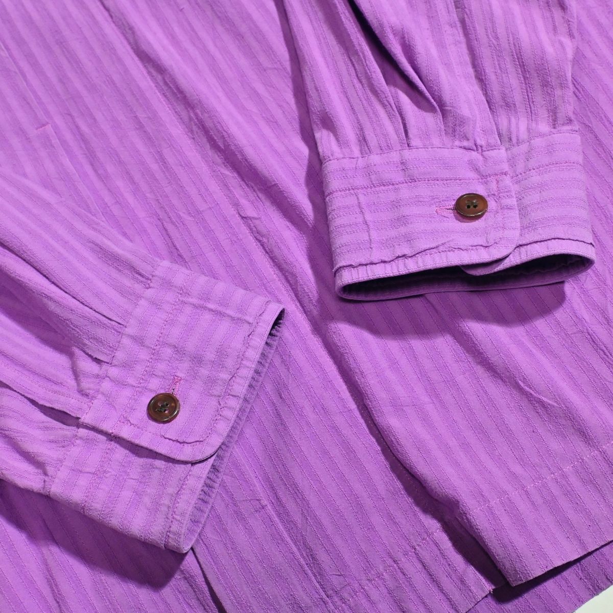返 イッセイミヤケ ISSEY MIYAKE 紫 比翼 長袖シャツ サイズ2_画像9