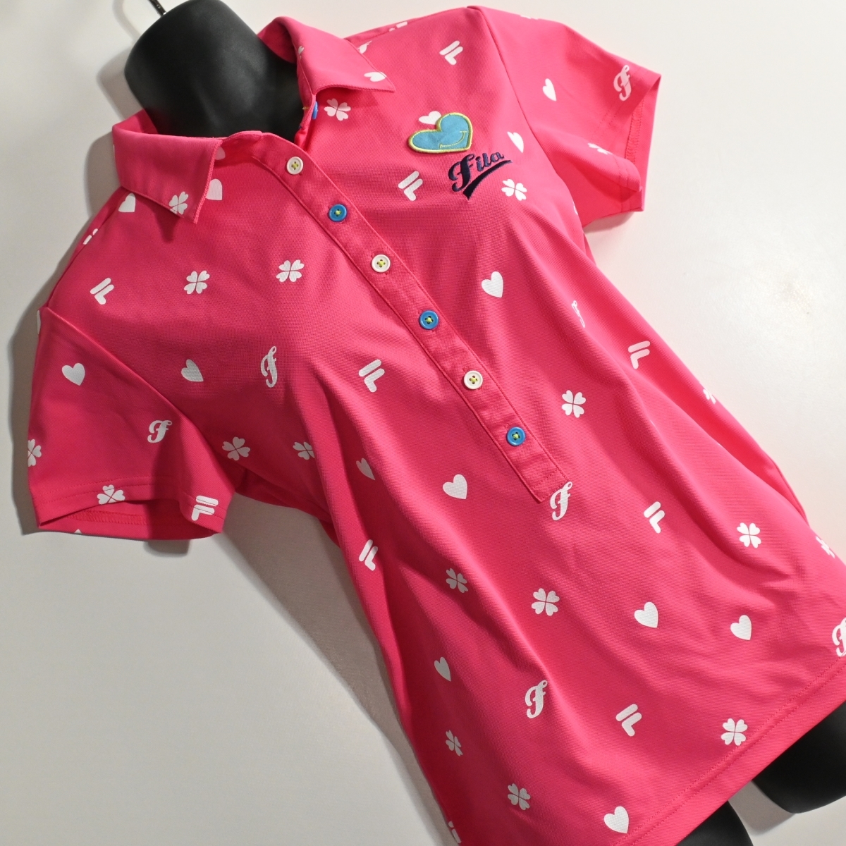 A4 美品 レディースL FILAゴルフ ピンク 半袖プルオーバーの画像1