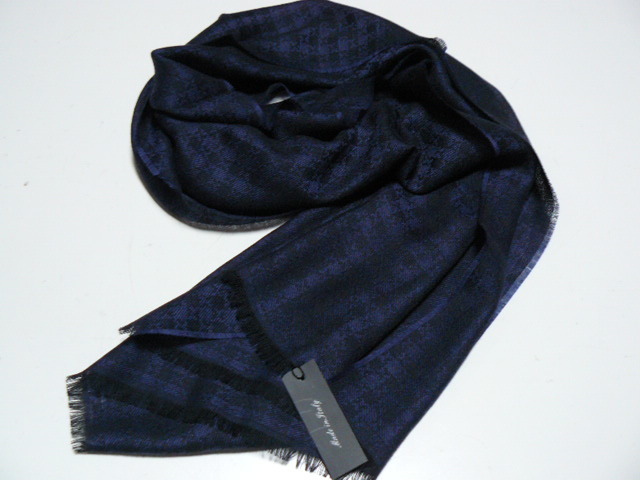 Les Copains◆192㎝×52㎝◆Made in Italy◆navy black◆マフラー/ストール/男女◆100% wool◆レコパン◆幅広_画像8