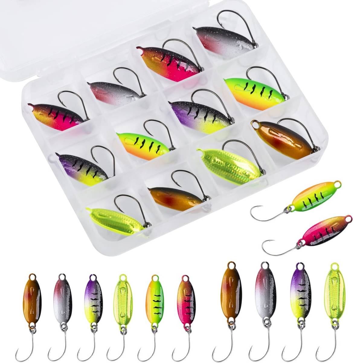 12枚セット 3 4g×6枚+5 3×6枚 ルアー スプーン ラトル入り 12枚セット 3 4g×6枚+5 3×6枚 ルアー スプーン ラトル入り