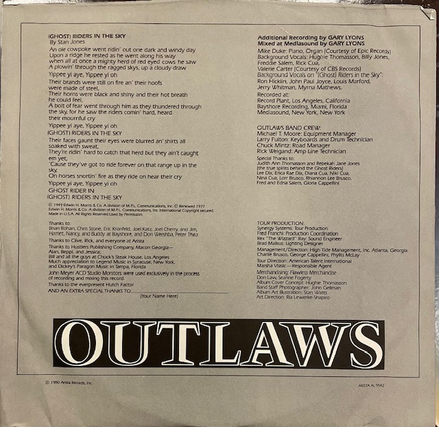 US盤　OUTLAWS【GHOST RIDERS】アウトロウズ　AL-9542　LP　1980年_画像4