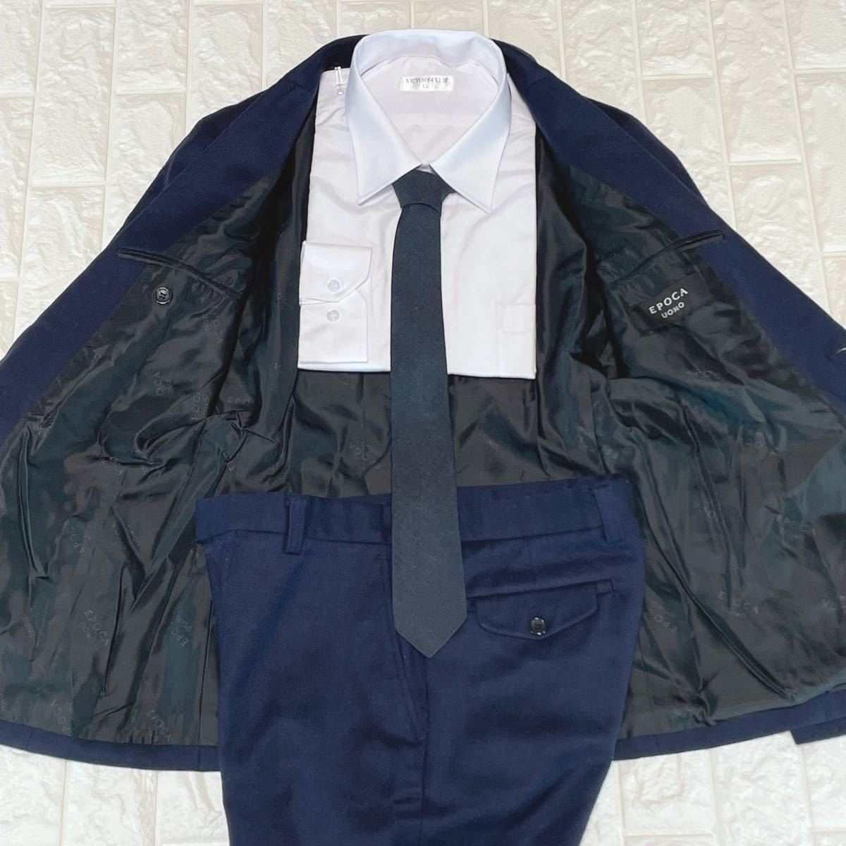 EPOCA UOMO エポカウォモ　セットアップ スーツ 44(Sサイズ) ネイビー 紺　日本製　テーラードジャケット　入学式 卒業式 結婚式 二次会_画像3