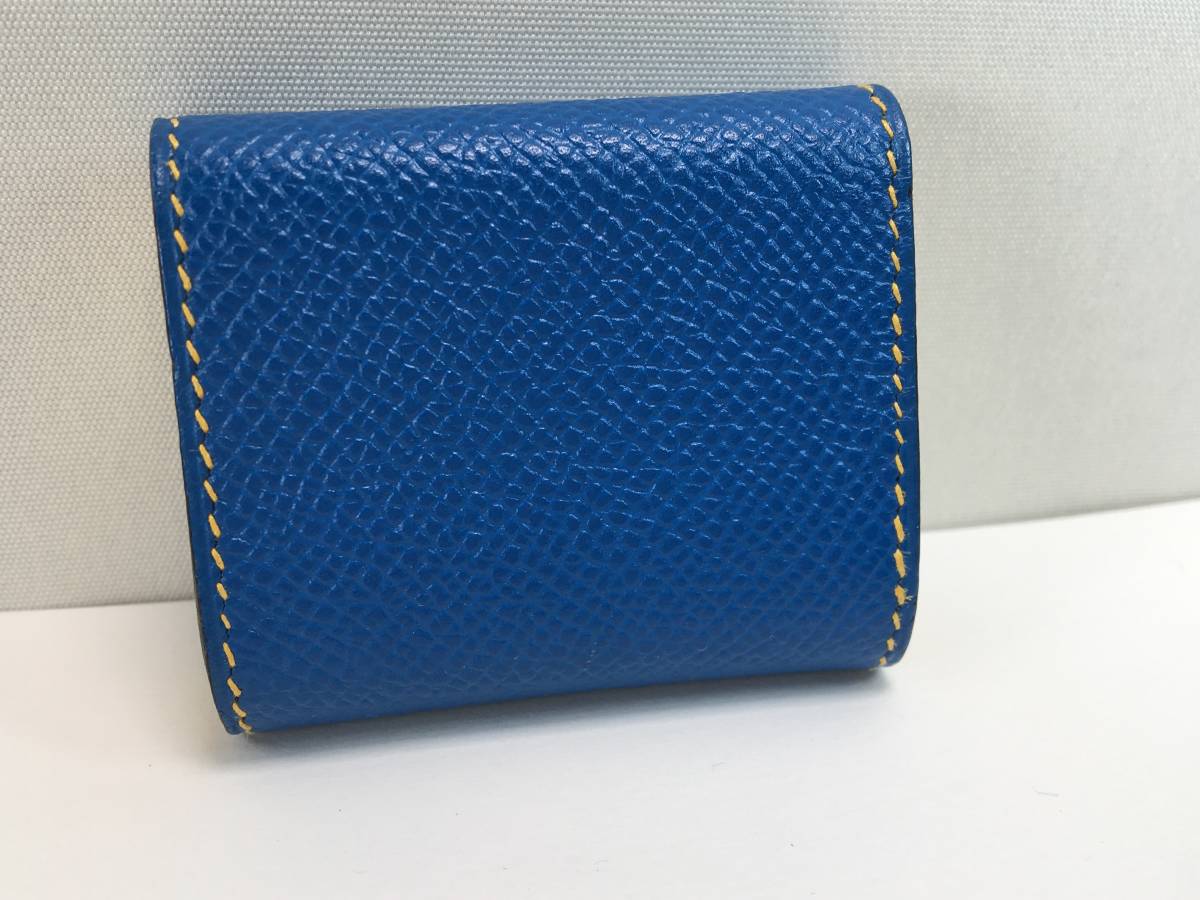 【パケ無料】極美品 HERMES エルメス ポストイットケース アラジフ ブルー レザー 付箋ケース ふせん帳 [b1044]_画像2