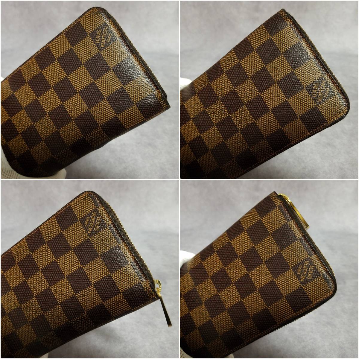 【良好】 LOUIS VUITTON　ルイヴィトン　正規品　レザー　ダミエ　エベヌ　ジッピーウォレット　ラウンドファスナー長財布　N60015　LD1230_画像5