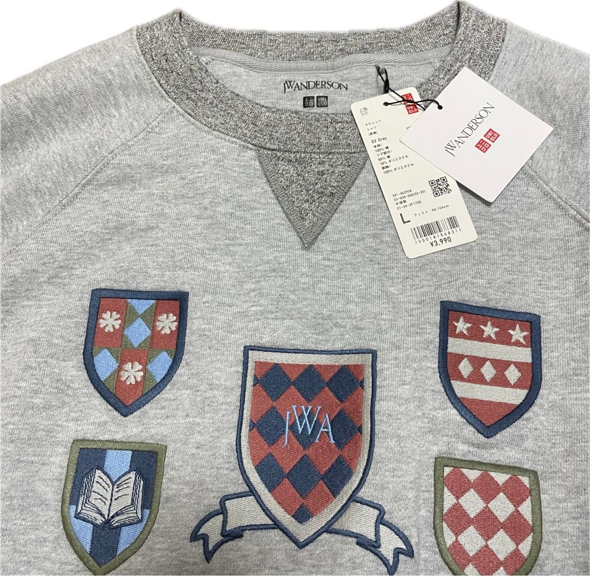 UNIQLO ユニクロ×JWアンダーソン スウェットシャツ 長袖 グレー UNIQLO ユニクロ×JWアンダーソン スウェットシャツ 長袖 グレー