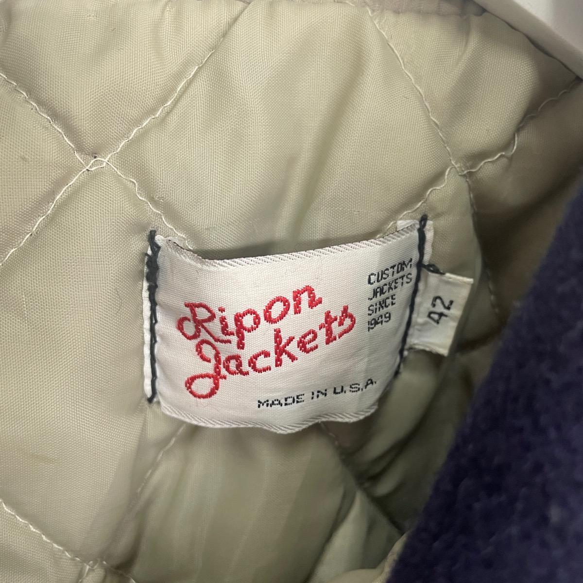 古着 Ripon Jackets 袖革ウールスタジャン アワードジャケット USA製 レディースL 【エルル】 /eaa281632 【LP2401】_画像3