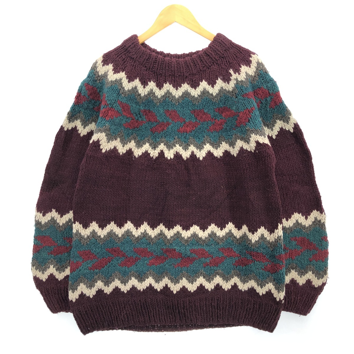 古着 LISA\'S WILD WOOLIES 総柄 エクアドルニットセーター エクアドル製 メンズXL /eaa399610