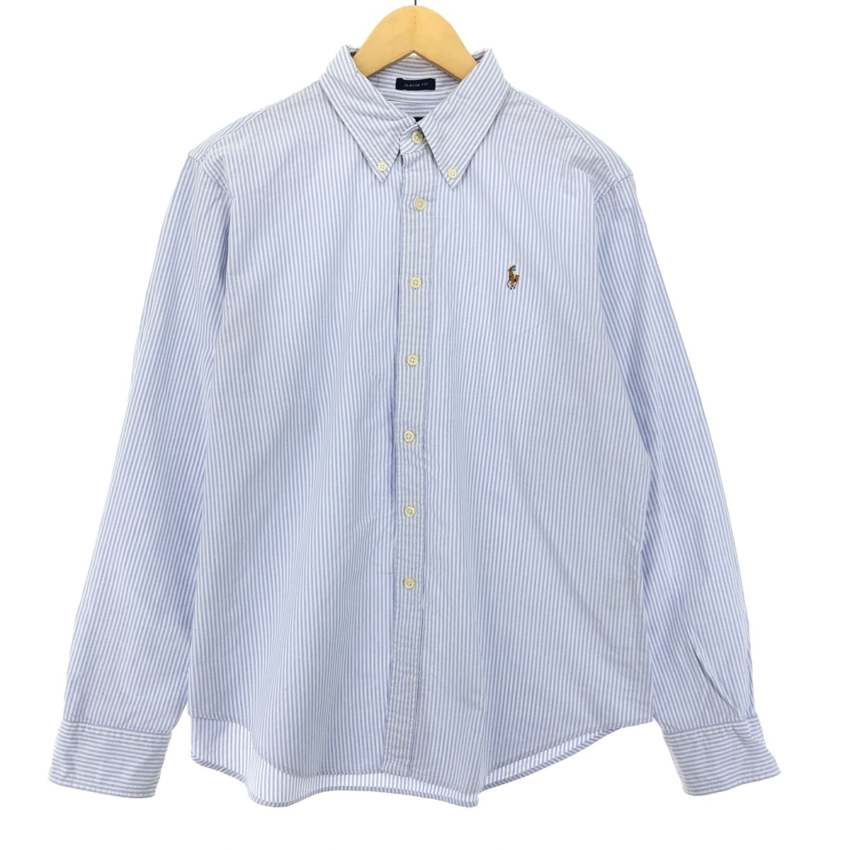 古着 ラルフローレン Ralph Lauren CLASSIC FIT 長袖 ボタンダウンストライプシャツ レディースXL /eaa409469_画像1