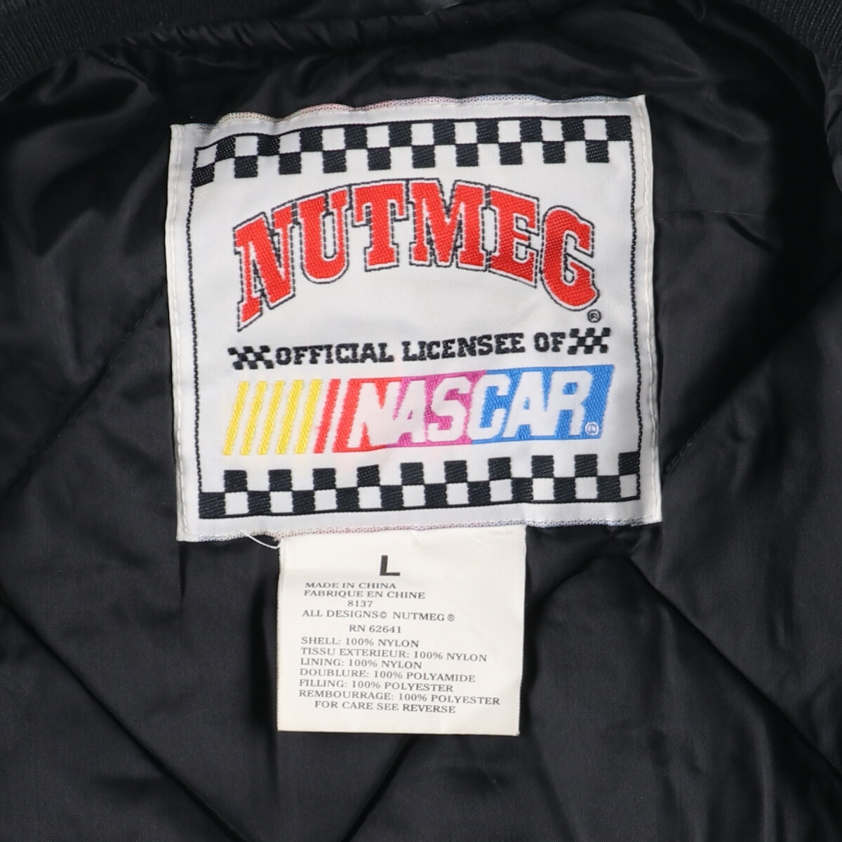 古着 NUTMEG NASCAR ナスカー バック刺繍 中綿入り ナイロンスタジャン アワードジャケット バーシティジャケット メンズL /eaa398245