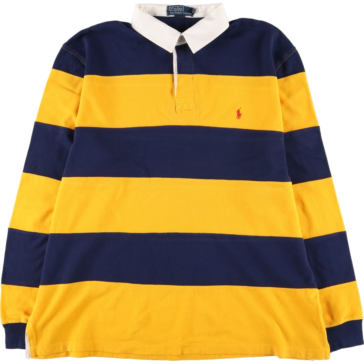 古着 ラルフローレン Ralph Lauren POLO by Ralph Lauren ボーダー柄 長袖 ラガーシャツ メンズXL /eaa414883