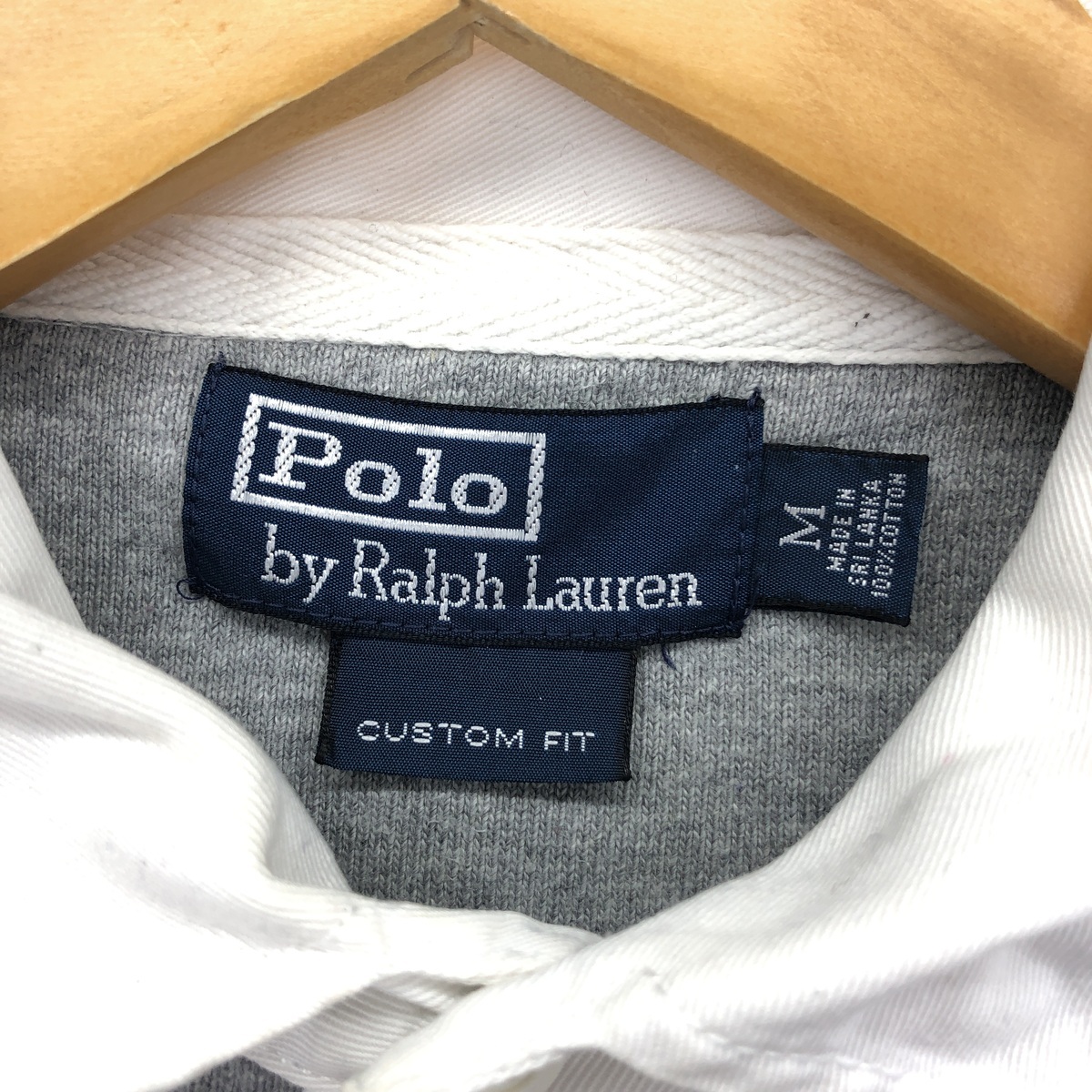 古着 ラルフローレン Ralph Lauren POLO by Ralph Lauren CUSTOM FIT ボーダー柄 長袖 ラガーシャツ メンズM /eaa414975_画像3