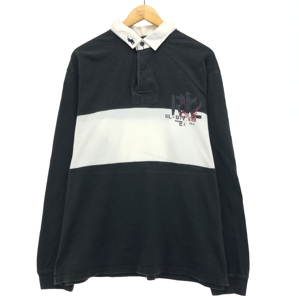 古着 ラルフローレン Ralph Lauren POLO by Ralph Lauren ボーダー柄 長袖 ラガーシャツ メンズXL /eaa414930_画像1