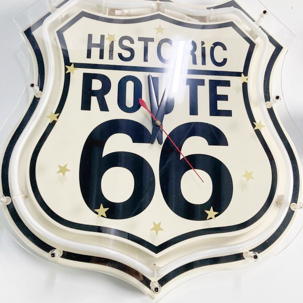 【希少】アメリカンROUTE66 ネオンライトクロック 壁掛け時計　［動作品］アメリカ雑貨 インテリア　おしゃれ　【OTOS-75】_画像3