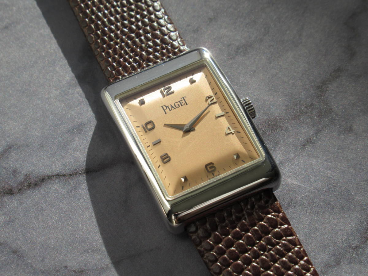 【美品/OH済】PIAGET ピアジェ 9952WG Piaget Rectangle A L Ancienne レクタングル ア ラシエンヌ サーモンダイヤル 750 ホワイトゴールド