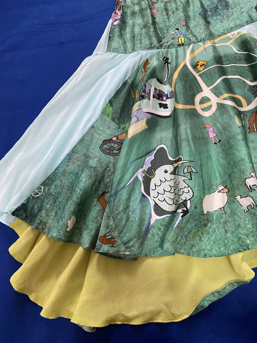  Tsumori Chisato зеленый земля . attraction принт шелк юбка 
