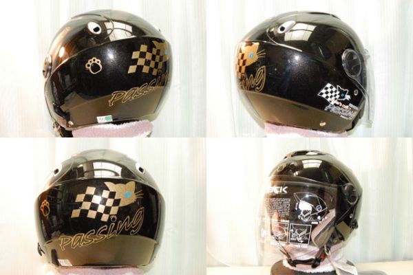 新品ZJ3ダブルシールド猫ちゃんヘルメット・BKフリーサイズ57～58cmの画像1