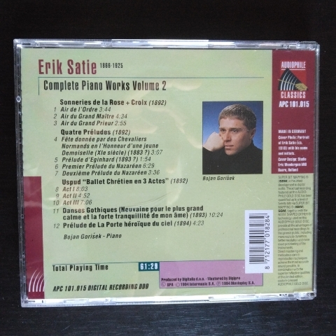 CD) Complete Piano Works Vol. 2 / Erik Satie (エリック・サテイ) / Bojan Gorisek (ボヤン・ゴリシェク) / AUDIOPHILE CLASSICS_画像2
