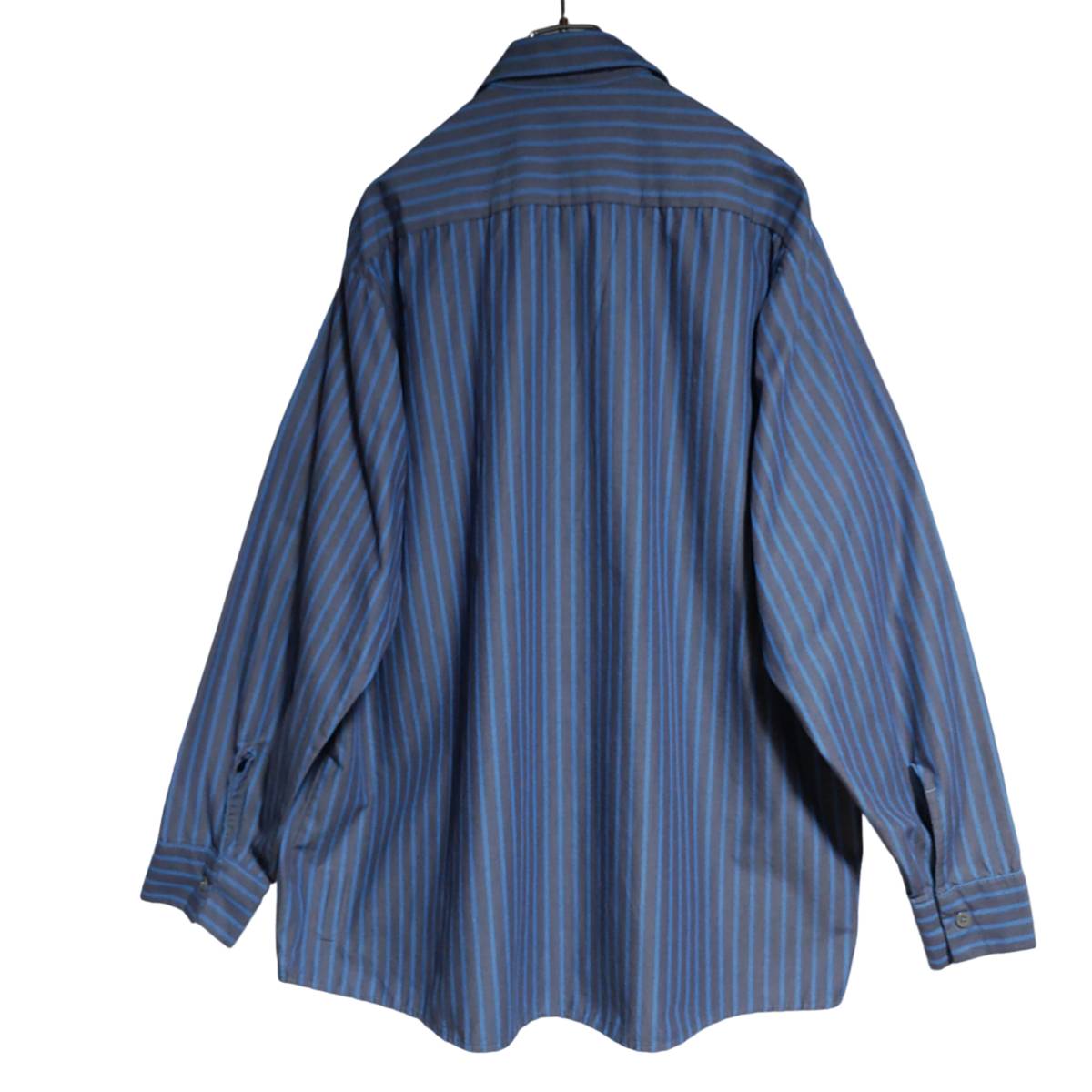 RED KAP 長袖ワークシャツ XL オーバーサイズ ブルー ストライプ ゆうパケットポスト可 胸 ワッペン Arkansas 古着 洗濯 プレス済 b35_画像4