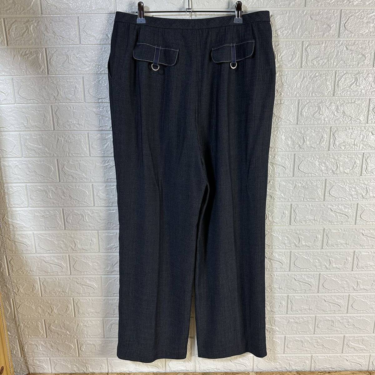 [ прекрасный товар ]Leilian Leilian рубашка с коротким рукавом жакет выставить юбка брюки темно-синий большой размер 17 номер юбка 15 номер look сделано в Японии 