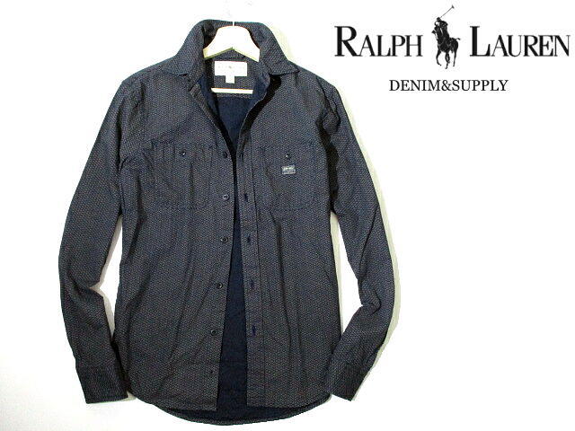 絶版■ 希少品　即決　ラルフローレン　総柄　ネイティブ柄　長袖シャツ　DENIM＆SUPPLY　POLO RALPH LAUREN　紺　オルテガ　ネイビー　XS_画像1