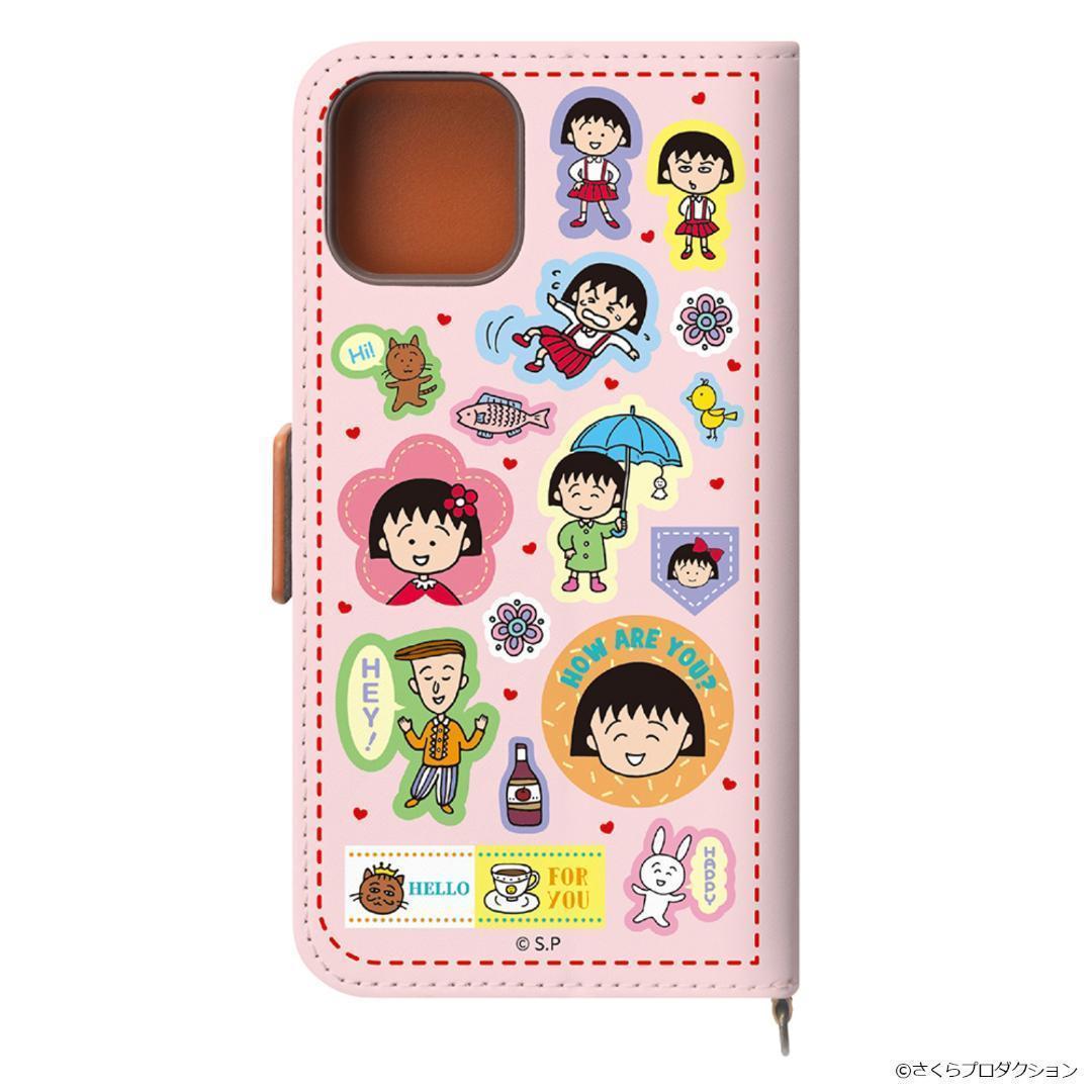 ちびまる子ちゃん iPhone11 iPhoneXR 手帳型 BL PUレザー PINK 4562358068799_画像4