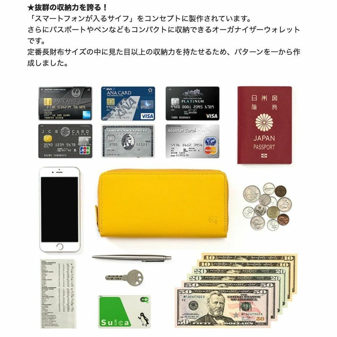 GRAMAS 本革 長財布 オーガナイザー Piccolo Singlezip Organizer Wallet ネイビー x ネイビー GOG-816NVNV_画像5