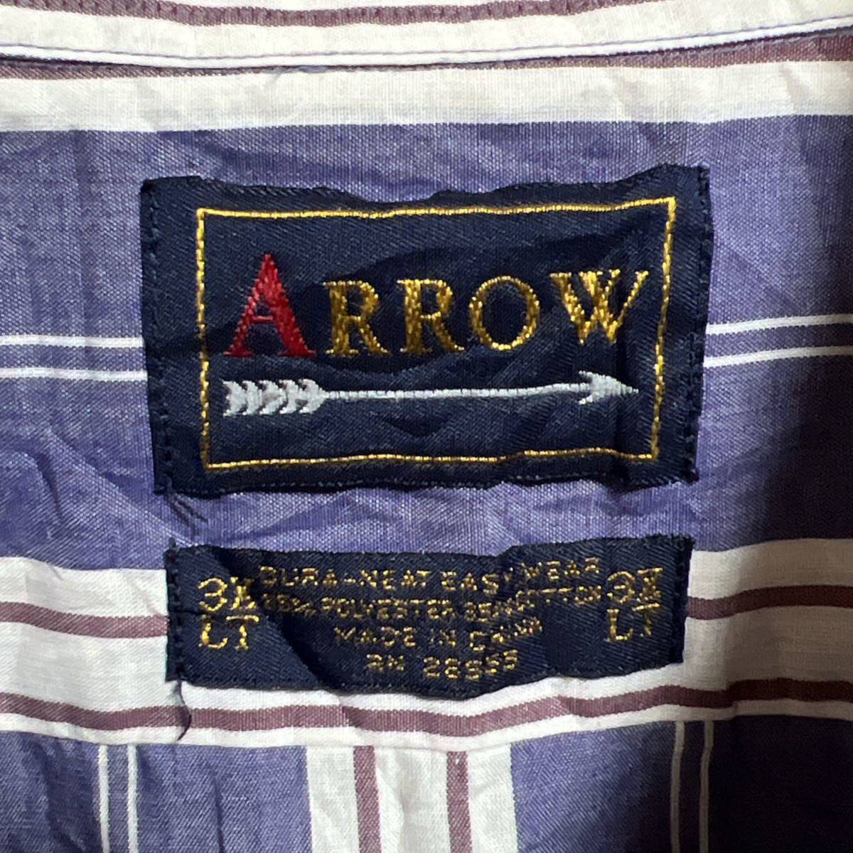 ARROW アロー　ボタンダウン 半袖シャツ マルチストライプ　ビッグサイズ3XL-TALL オーバーサイズ_画像4