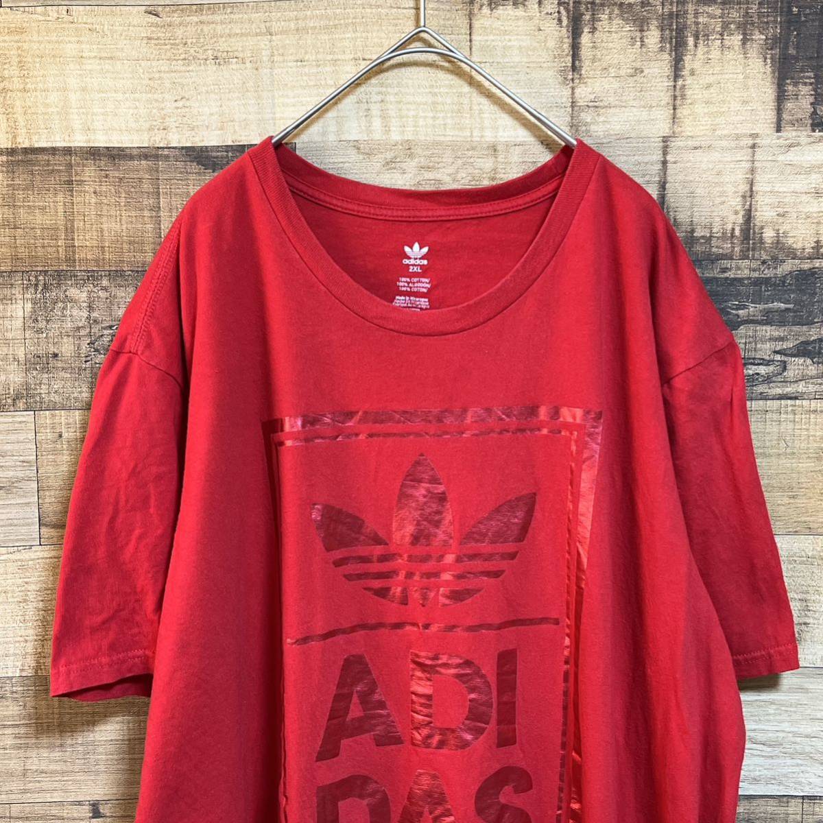 adidasアディダス　半袖Tシャツ　トレフォイルロゴ　ビッグプリント　ビッグサイズ2XL オーバーサイズ_画像1